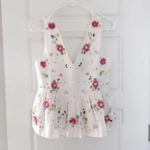 JCREW White Beaded Sleeveless Top